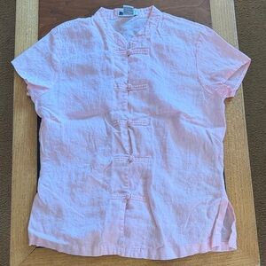 Women’s Pink Short Sleeve Linen Shirt